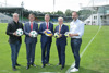 v.l.: Dr. Siegmund Gruber, LASK-Präsident, Wirtschafts- und Sport-Landesrat Markus Achleitner, Landeshauptmann Mag. Thomas Stelzer, MMag. Klaus Luger, Bürgermeister der Landeshauptstadt Linz, und Mag. David Wimleitner, Sport-Vorstand FC Blau Weiß Linz.