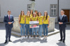 Wirtschafts- und Sport-Landesrat Markus Achleitner und Landeshauptmann Thomas Stelzer gratulierten dem erfolgreichen Team der Steelvolleys Linz-Steg um Kapitänin Nikolina Maros zu Cupsieg und Meistertitel in der Saison 2020/21.