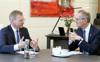 LH Thomas Stelzer mit dem britischen Botschafter Leigh Turner bei einem Arbeitsgespräch am 14. Jänner 2019