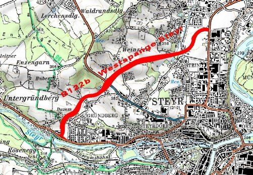 Bildnerische Darstellung der geplanten Westumfahrung von Steyr