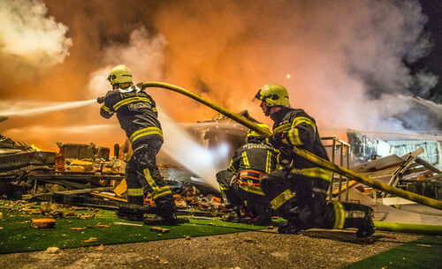 Einsatz bei einem Großbrand eines Fachmarkts in Marchtrenk 2017