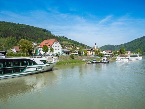 Kreuzfahrtschiffe auf der Donau bei Engelhartszell