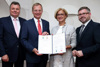 Landesrat Mag. Günther Steinkellner, Landeshauptmann Mag. Thomas Stelzer, Landeshauptfrau Mag.a Johanna Mikl-Leitner und Landesrat Dipl.-Ing. Ludwig Schleritzko (v.l.) bei der heutigen Pressekonferenz