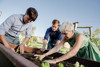 Klimalandesrat Stefan Kaineder mit Geschäftsführer Lukas Hader und der Firmengründerin Ulrike Hader im Schaugarten der Fa. Multikraft.