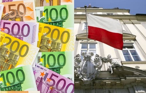 Geldscheine und Landhaus-Südportal mit Oberösterreich-Fahne