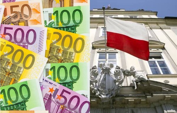 Geldscheine und Landhaus-Südportal mit Oberösterreich-Fahne