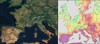 Abbildung 2 (links): Waldbrände in Europa in den vergangenen sieben Tagen.  Abbildung 3 (rechts): Brandgefahr in Europa (Violett = sehr hohe Gefahr; Grün = sehr geringe Gefahr)