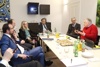 v.l.: Univ.-Prof. Michael Mayrhofer, Assoz.Prof. Martin Kaltenbrunner, Bundesministerin Margarete Schramböck, Rektor Univ.-Prof. Meinhard Lukas, Landeshauptmann-Stv. Michael Strugl und Univ.-Prof. Sepp Hochreiter