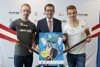 Vorfreude auf die Ruder-WM 2019 in Ottensheim - v.l.: Rainer Kepplinger, Wirtschafts- und Sport-Landesrat Markus Achleitner, Julian Schöberl