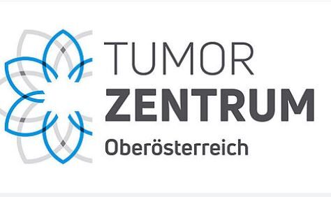 Logo Tumorzentrum, stilisierte Blume, Aufschrift Tumor Zentrum Oberösterreich