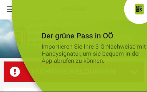 Ansicht der Startseite der „Mein OÖ“-App am Smartphone