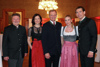 Michael Ludwig, Bürgermeister der Stadt Wien, Landeshauptmann Thomas Stelzer und Gattin Bettina Stelzer-Wögerer, Bundeskanzler Sebastian Kurz und Lebensgefährtin Susanne Thier am Oberösterreicher Ball 2019.