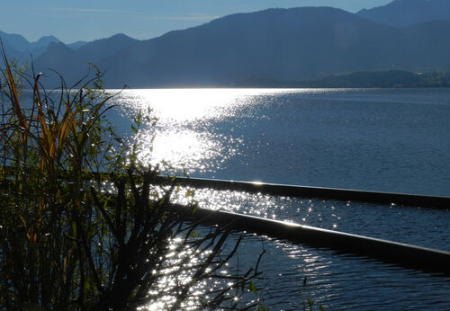 Abwasserrohre in der Abendsonne am Traunsee