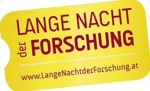 Logo der Veranstaltung, Aufschrift Lange Nacht der Forschung