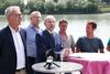 (von links) LEADER Obmann BGM. Andreas Fazeni, Friedrich Bernhofer von der Werbegemeinschaft Donau OÖ, Gemeinde-Landesrat Max Hiegelsberger und die Projektinitiatoren Markus und Peter Luger bei der Pressekonferenz