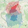 Ausschnitt einer OÖ Landkarte. Braunauer Bereiche sind unterschiedlich markiert.