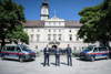 Bundesminister Karl Nehammer, Landeshauptmann Thomas Stelzer und Polizeidirektor Andreas Pilsl