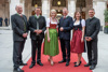 Othmar Thann, Obmann des Vereins der Oberösterreicher in Wien, Landesrat Markus Achleitner, Landeshauptmann-Stellvertreterin Christine Haberlander, Landeshauptmann Thomas Stelzer, Staatssekretärin Claudia Plakolm und Landesrat Wolfgang Hattmannsdorfer.