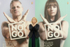 LH-Stv.in Mag.a Christine Haberlander steht mit gekreuzten Armen vor der Brust vor einem Kampagnen-Plakat;  auf der linken Seite ist ein Mann, auf der rechten Seite eine Frau mit gekreuzten Armen vor der Brust zu sehen; auf dem Plakat steht in großen Buchstaben „NO GO!“ 
