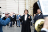 Michaela Langer-Weninger und Wolfgang Hattmannsdorfer wurden am Morgen vor dem Landhaus in Linz von der Musikappelle St. Magdalena musikalisch begrüßt.