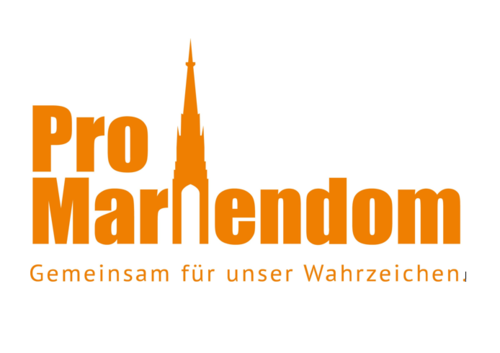 Logo der Initiative Pro Mariendom, stilisierter Domturm, Aufschrift Pro Mariendom Gemeinsam für unser Wahrzeichen