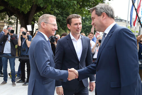 Landeshauptmann Mag. Thomas Stelzer, Bundeskanzler Sebastian Kurz und Ministerpräsident Dr. Markus Söder