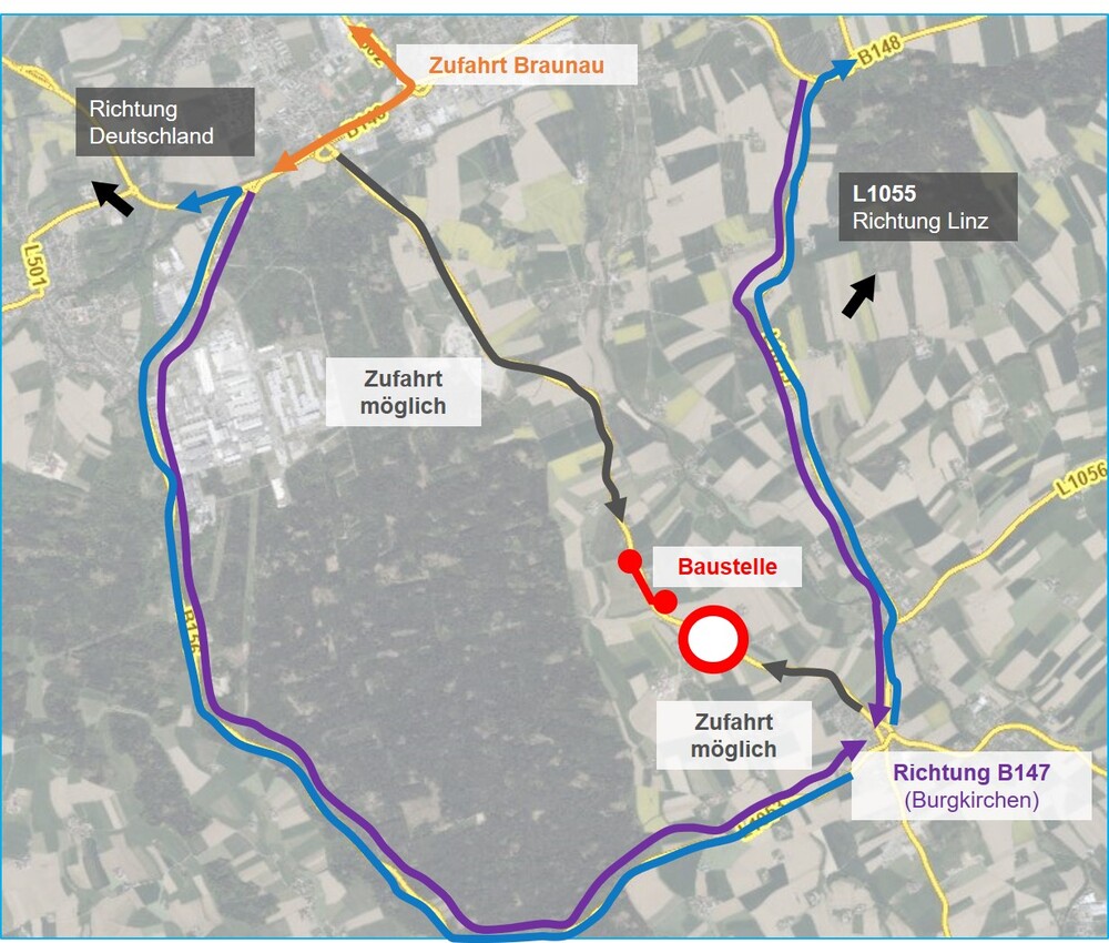 B147 und B148 Umleitungsroute Teil 1