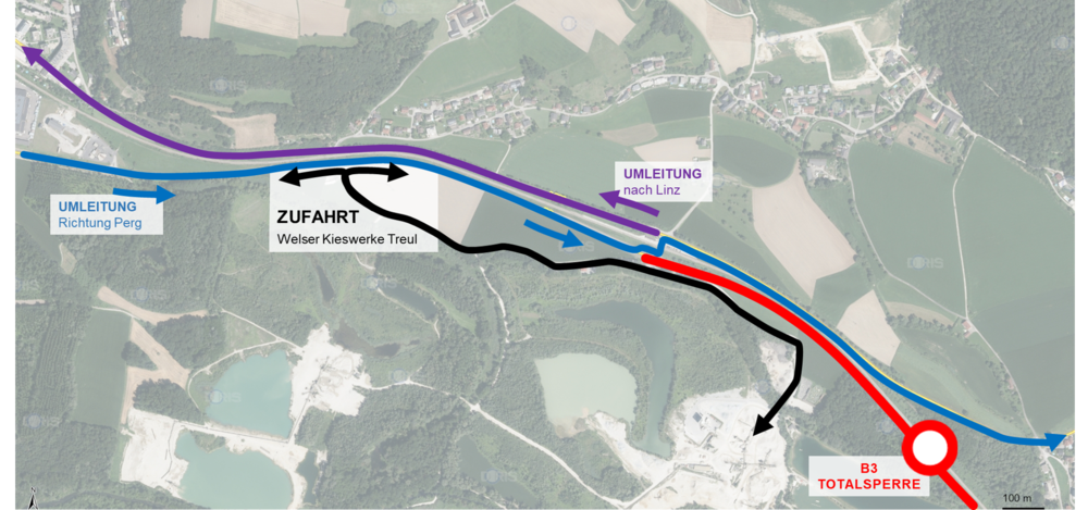 Verkehrsführungspläne für Sperre B3