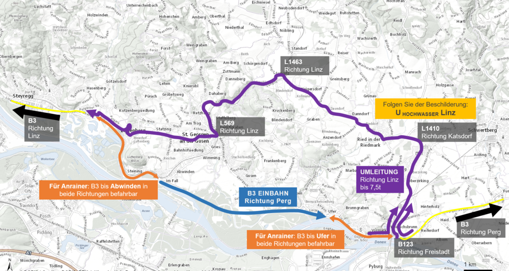 Verkehrsführung Einbahnregelung Umleitungsstrecke PKW