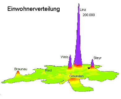 Große Karte der Einwohnerverteilung 