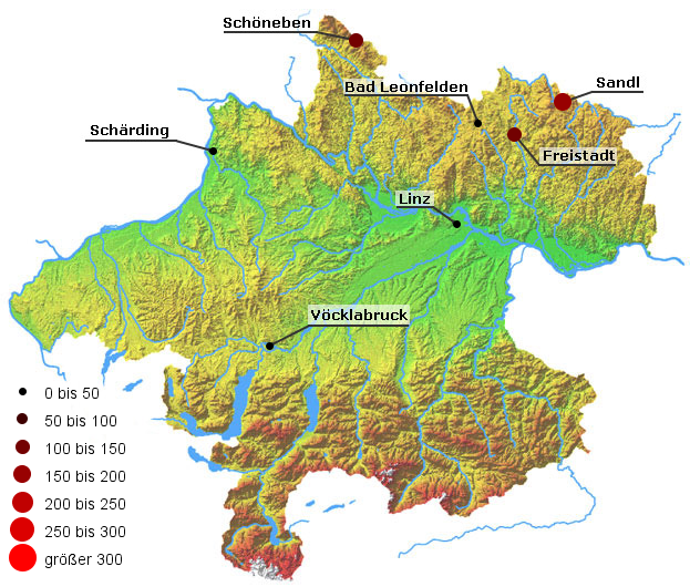 Cäsium-137 im Bewuchs im Jahr 1995