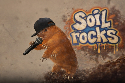 Rappendes Bärtierchen mit Mikrofon und Kappe