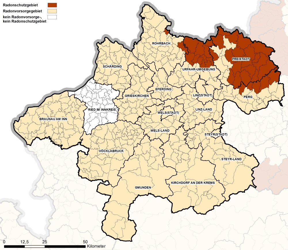 Radongebiete in Oberösterreich