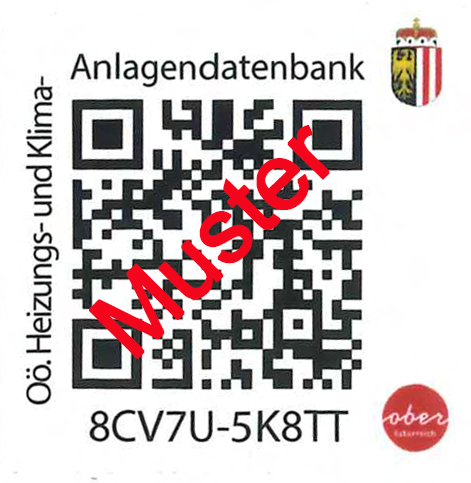 Muster einer Kennzeichnungsplakette für die Anlagendatenbank