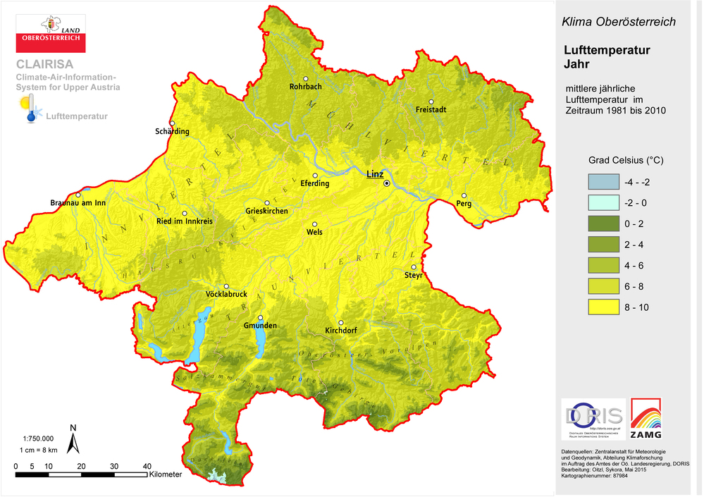 Bild vergrößern: Clairisa Karte Lufttemperatur Mittel Clairisa Karte Lufttemperatur Mittel