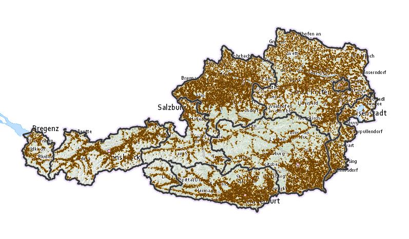 Österreichkarte für den Oberflächenabfluss