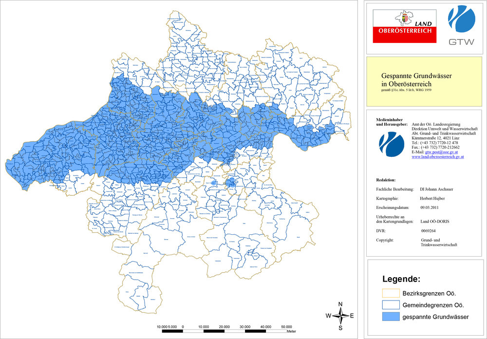 Bild vergrößern: Karte: Gespannte Grundwässer Karte: Gespannte Grundwässer