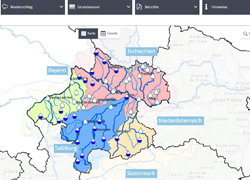 Screenshot der Website des Hydrographischen Dienstes OÖ