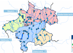 Oberösterreich-Karte auf der neuen Webseite des Hydrographischen Dienstes (Quelle: Hydrographischer Dienst des Landes OÖ)