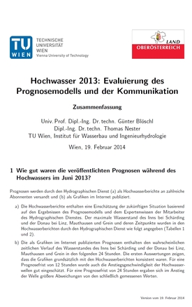 Studien Hochwasser 2013, TU Wien 2014-02