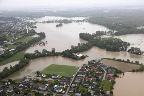 St. Georgener Bucht beim Hochwasser 2013