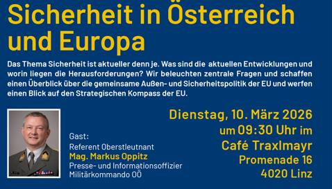 Einladung zum Europa-Cafe zum Thema Sicherheit in Österreich und Europa