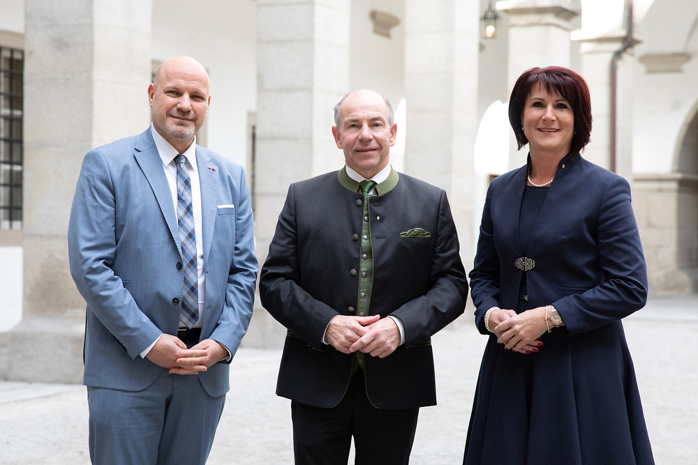 Präsidium des Oö. Landtags:  Dritter Landtagspräsident Peter Binder, Erster Landtagspräsident Max Hiegelsberger, Zweite Landtagspräsidentin Sabine Binder