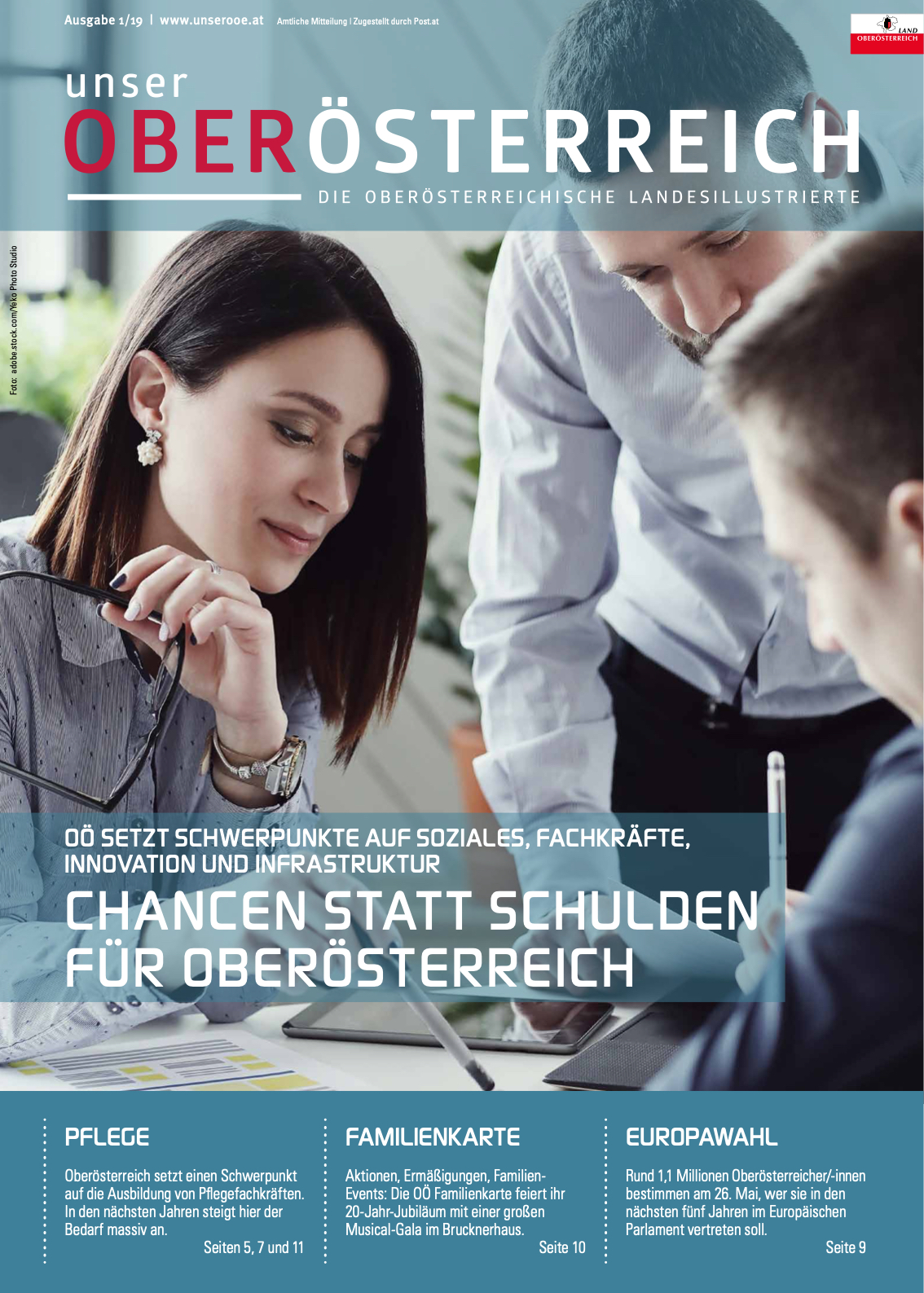 Deckblatt der aktuellen Ausgabe von Unser Oberösterreich Deckblatt der aktuellen Ausgabe von Unser Oberösterreich